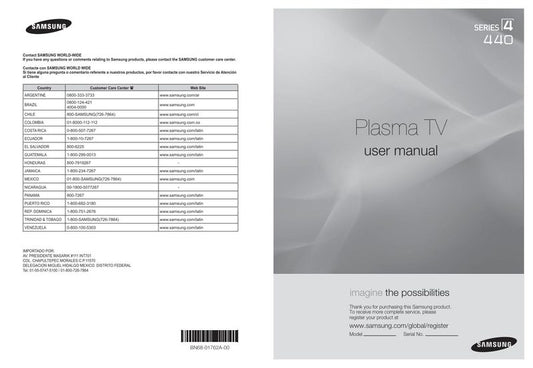 Samsung PL50A440P1D TV Operating Manual