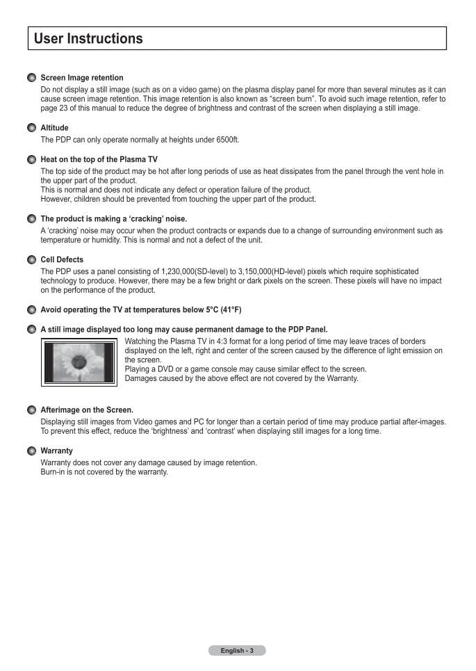 Samsung PL50A440P1D TV Operating Manual