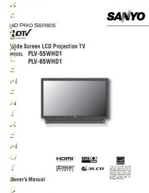 Sanyo PLV55WHD1 PLV65WHD1 TV Operating Manual