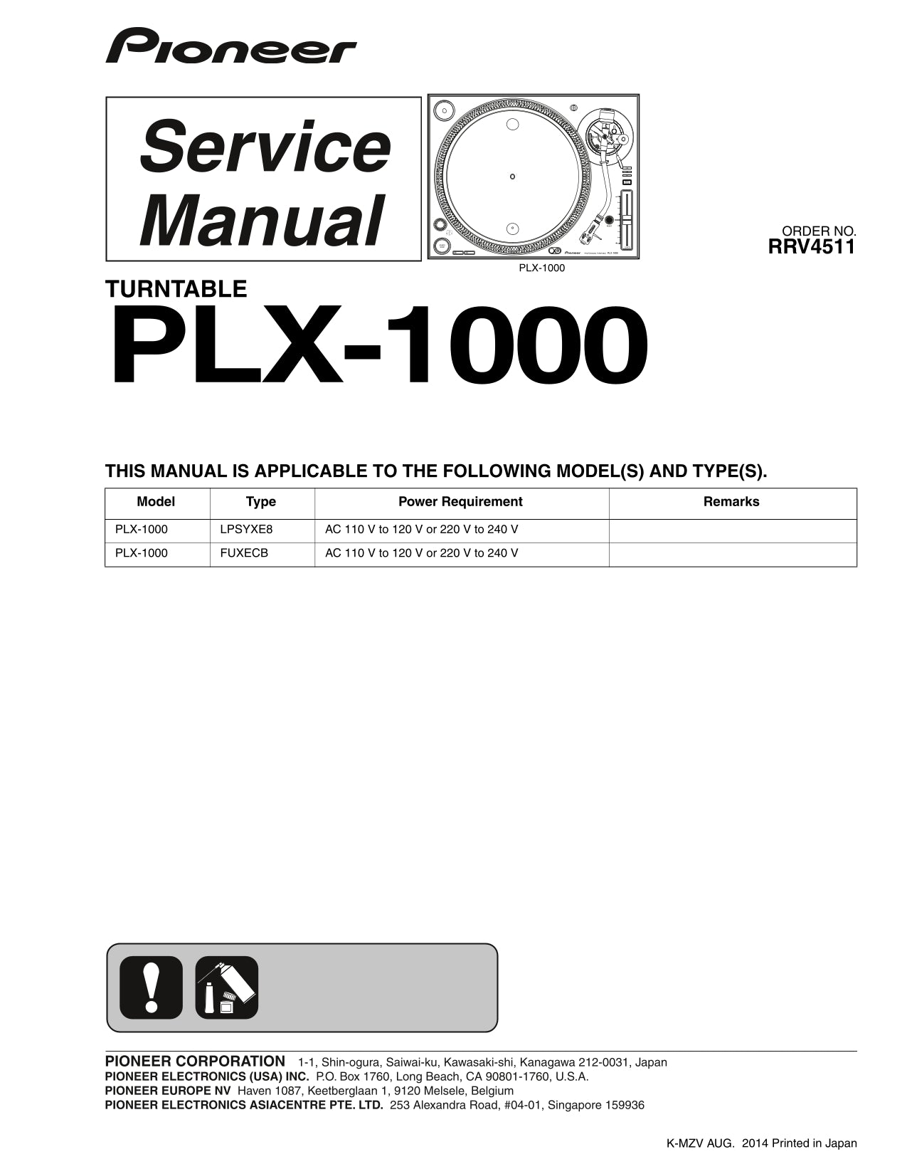Pioneer PLX-1000 Turntable Service Manual (Pages: 36)