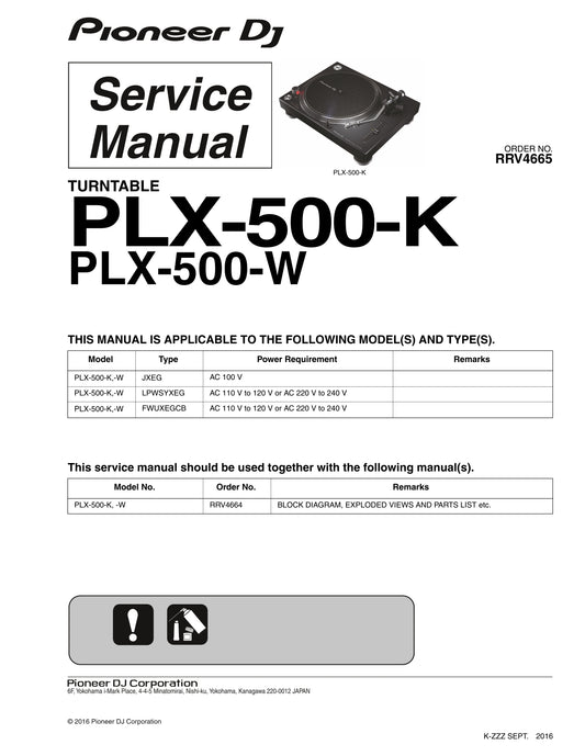Pioneer PLX-500 Turntable Service Manual (Pages: 15)