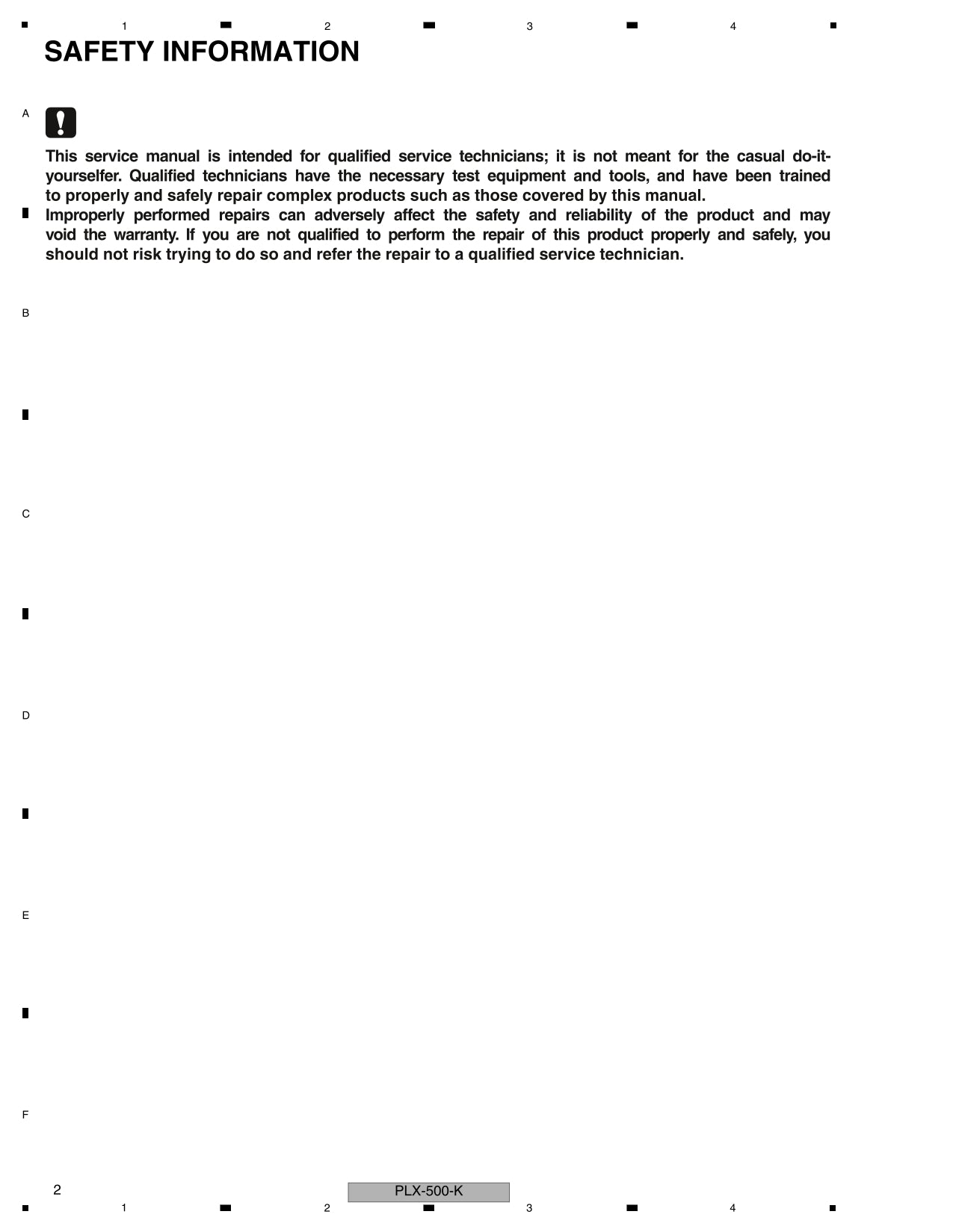 Pioneer PLX-500 Turntable Service Manual (Pages: 15)