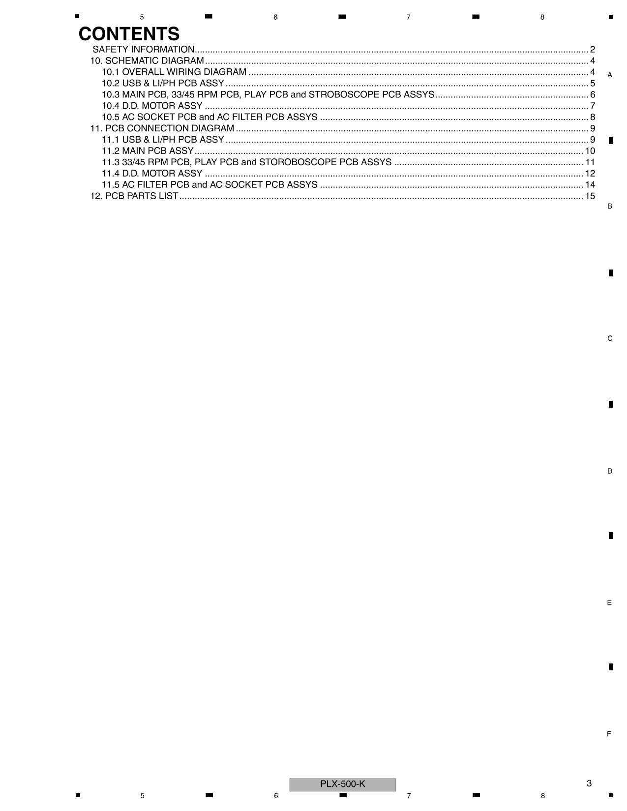 Pioneer PLX-500 Turntable Service Manual (Pages: 15)