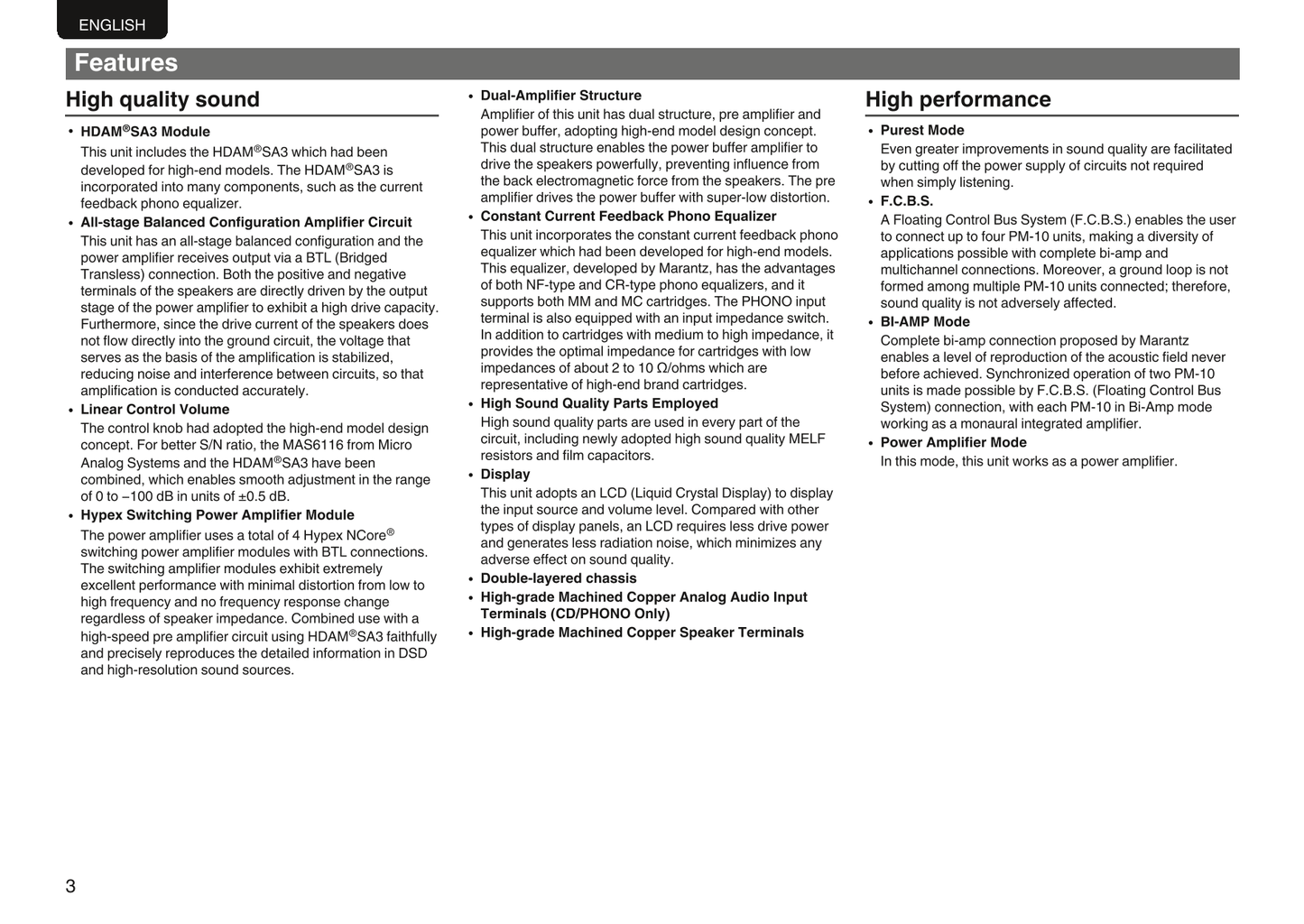 Marantz PM-10 Amplifier Owner/ User Manual (Pages: 32)