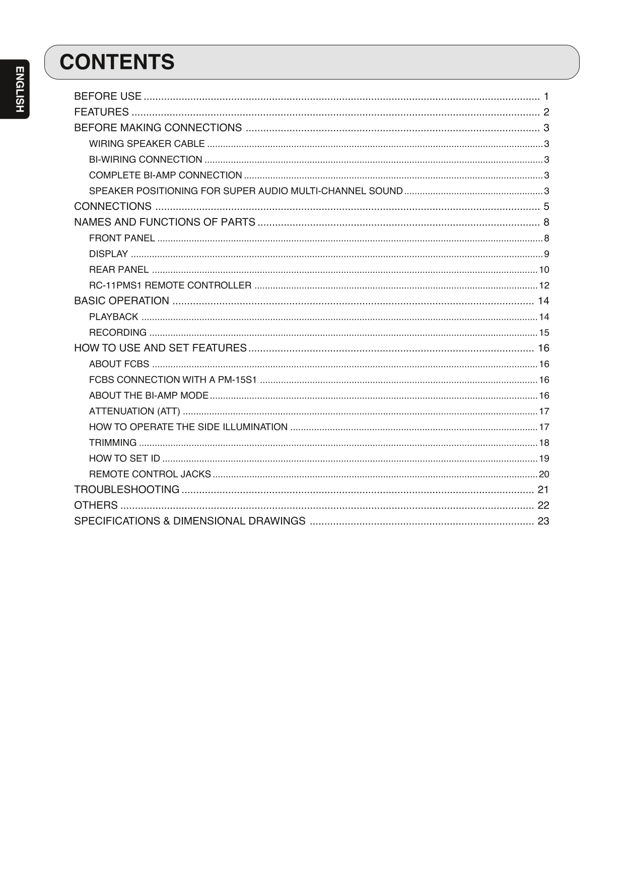 Marantz PM-15 S 1G Amplifier Owner/ User Manual (Pages: 28)
