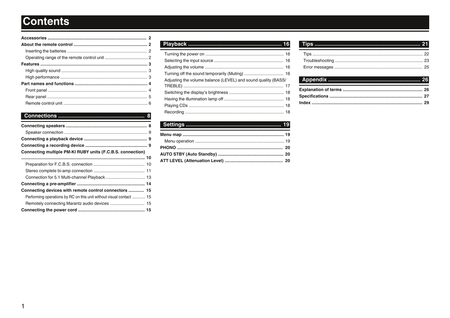 Marantz PM-KI Ruby Amplifier Owner/ User Manual (Pages: 32)