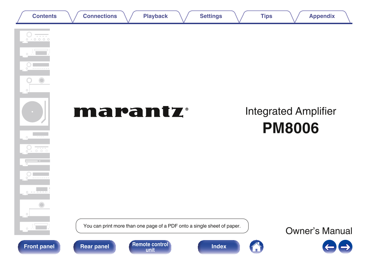 Marantz PM8006 Amplifier Owner/ User Manual (Pages: 44)