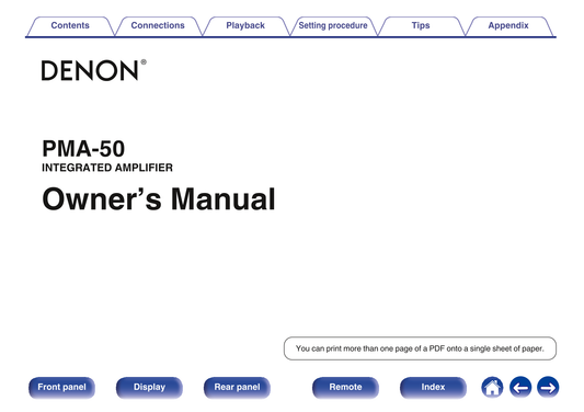 Denon PMA-50 Amplifier Owner/ User Manual (Pages: 67)