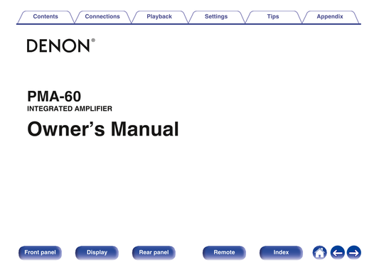 Denon PMA-60 Amplifier Owner/ User Manual (Pages: 70)