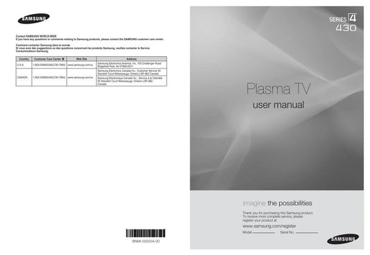 Samsung PN42B430 PN50B430 TV Operating Manual