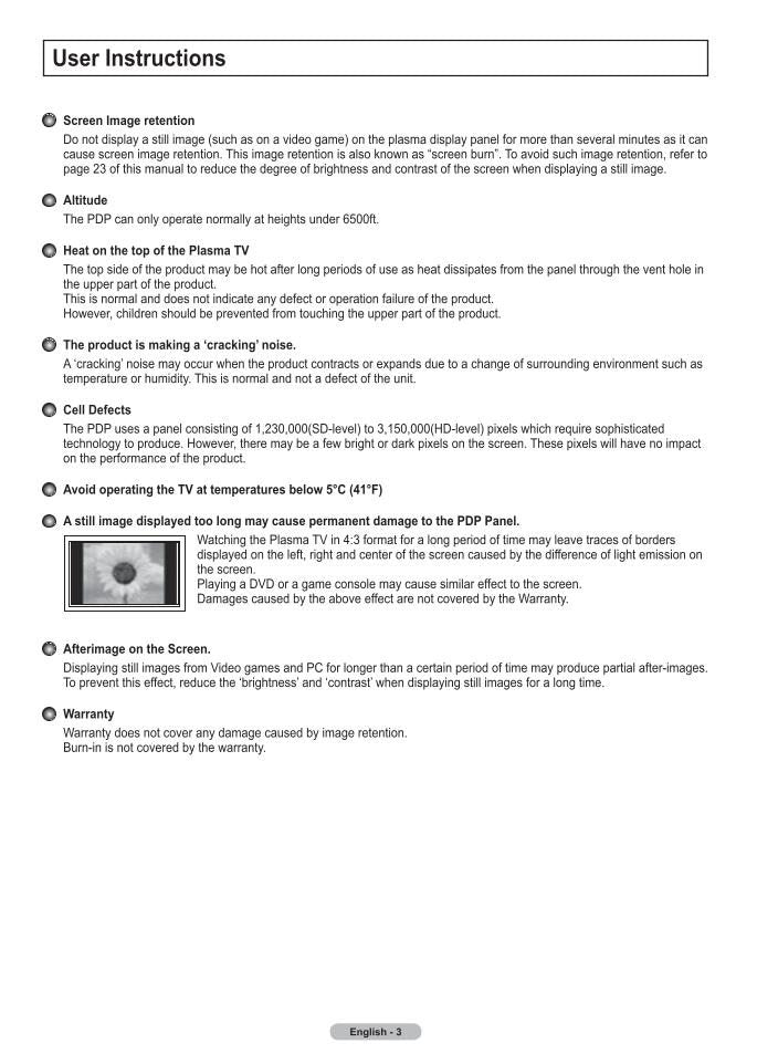 Samsung PN50A460S4D TV Operating Manual