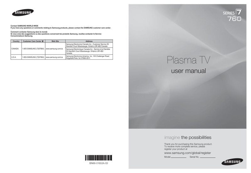 Samsung PN50A760 PN50A760T1F PN50A760T1FX TV Operating Manual