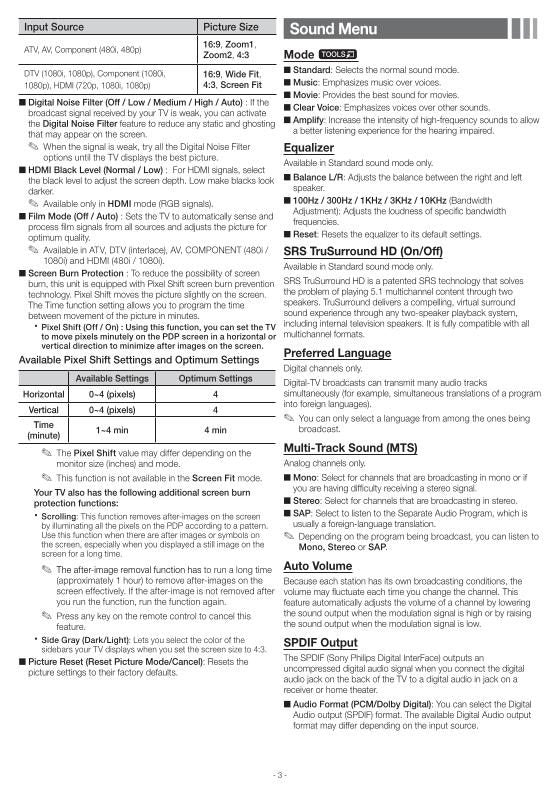 Samsung PN51E450A1FXZA TV Operating Manual