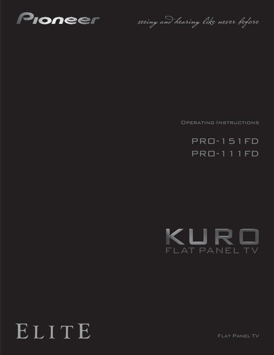 Pioneer pro111fd PRO151FD Audio System Operating Manual