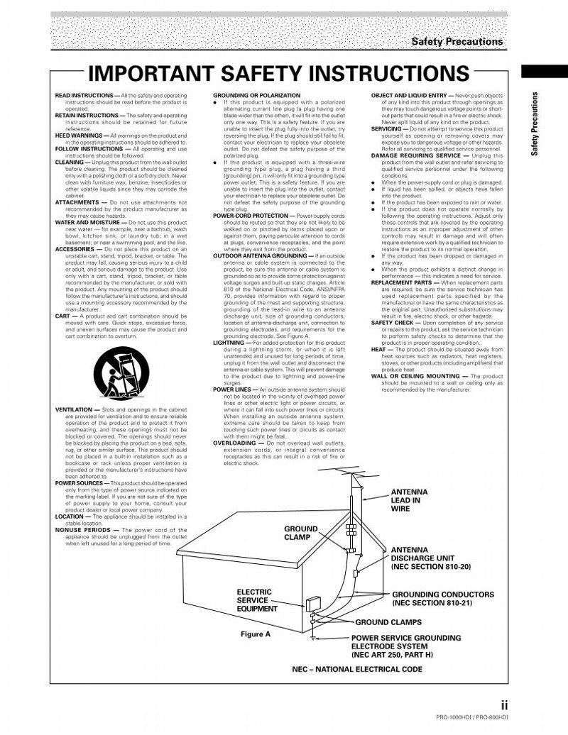 Pioneer PRO1000HDI PRO800HDI Projector Operating Manual