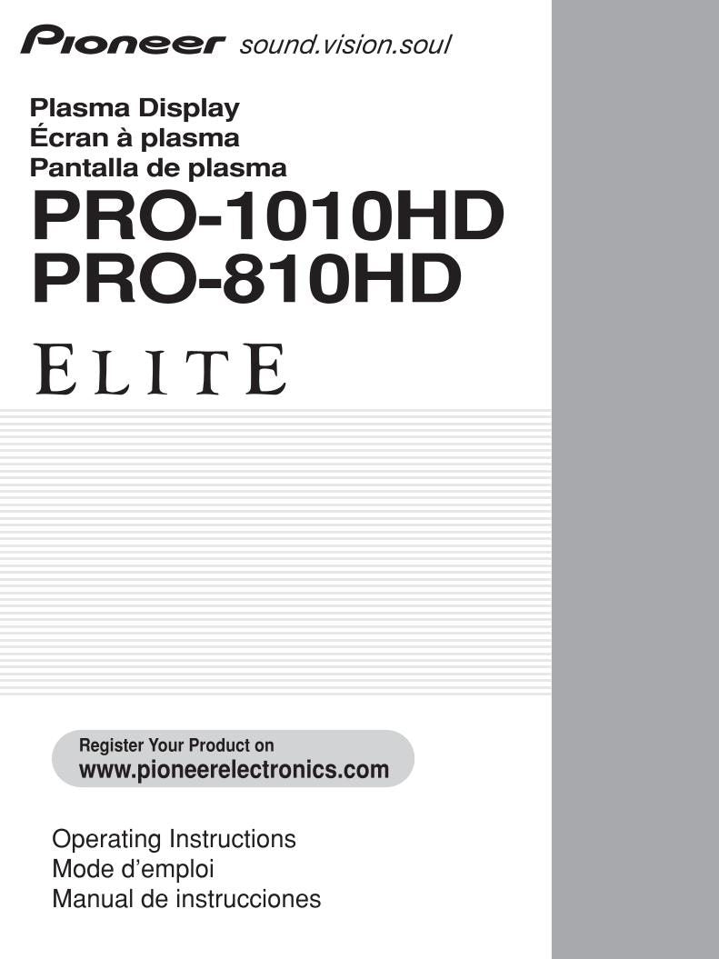 Pioneer PRO1010HD PRO810HD Audio System Operating Manual