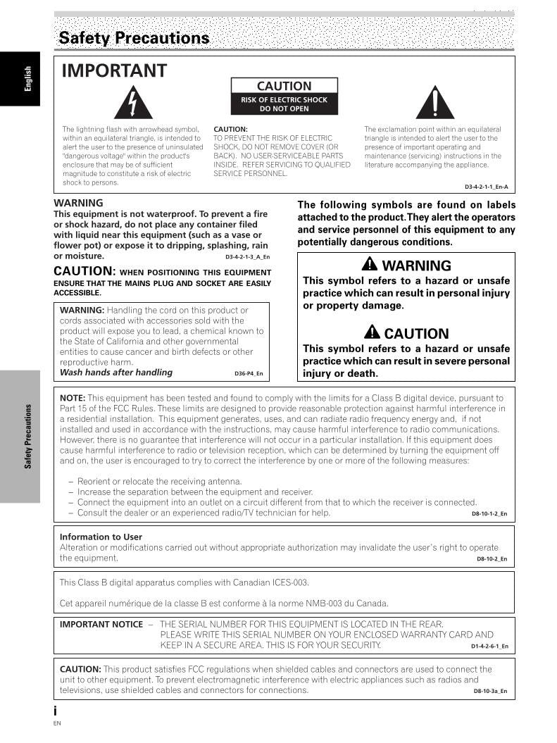 Pioneer PRO1010HD PRO810HD Audio System Operating Manual