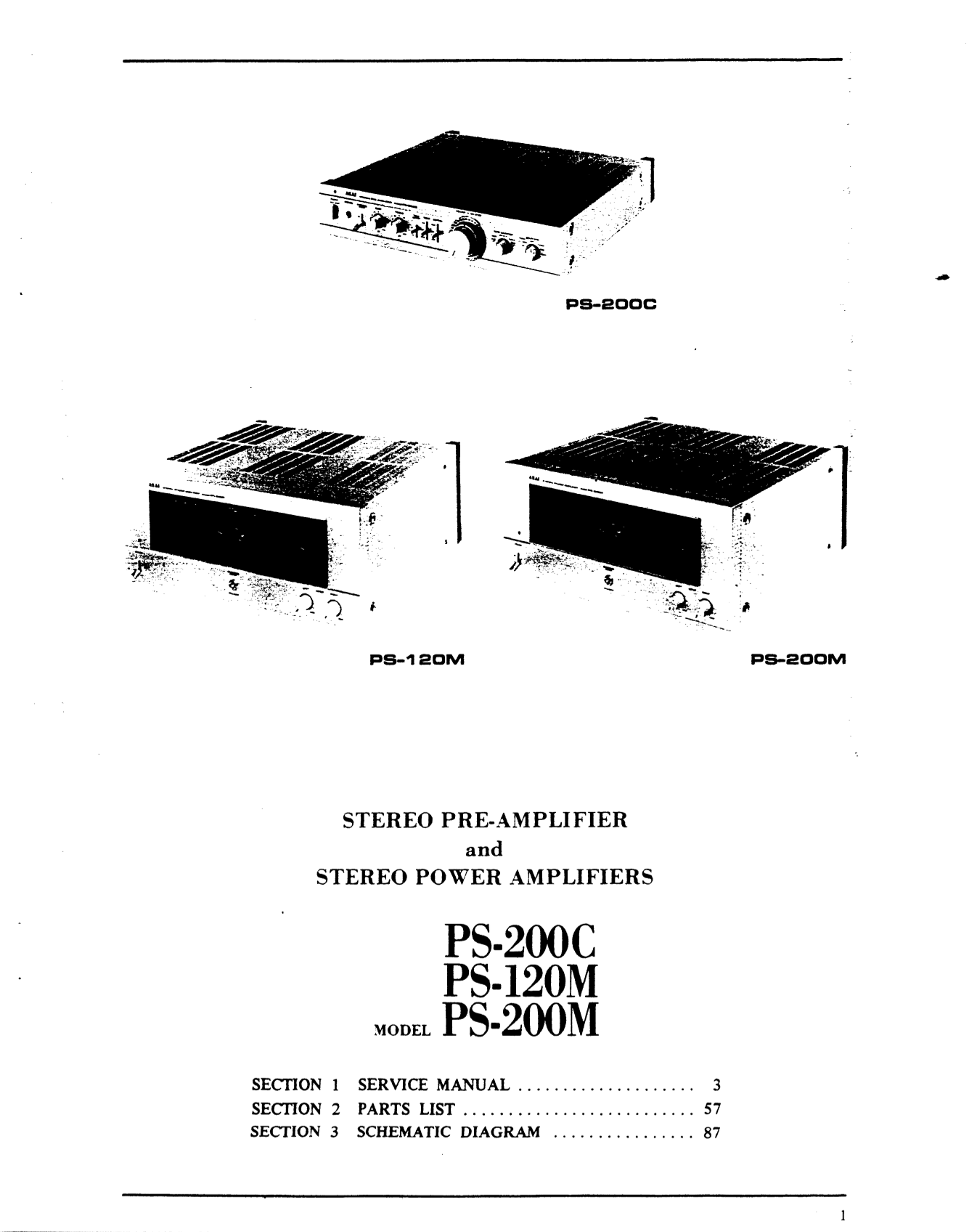 Akai PS-120N, PS-200C & PS-200M Stereo Power Amplifier Service Manual (Pages: 88)