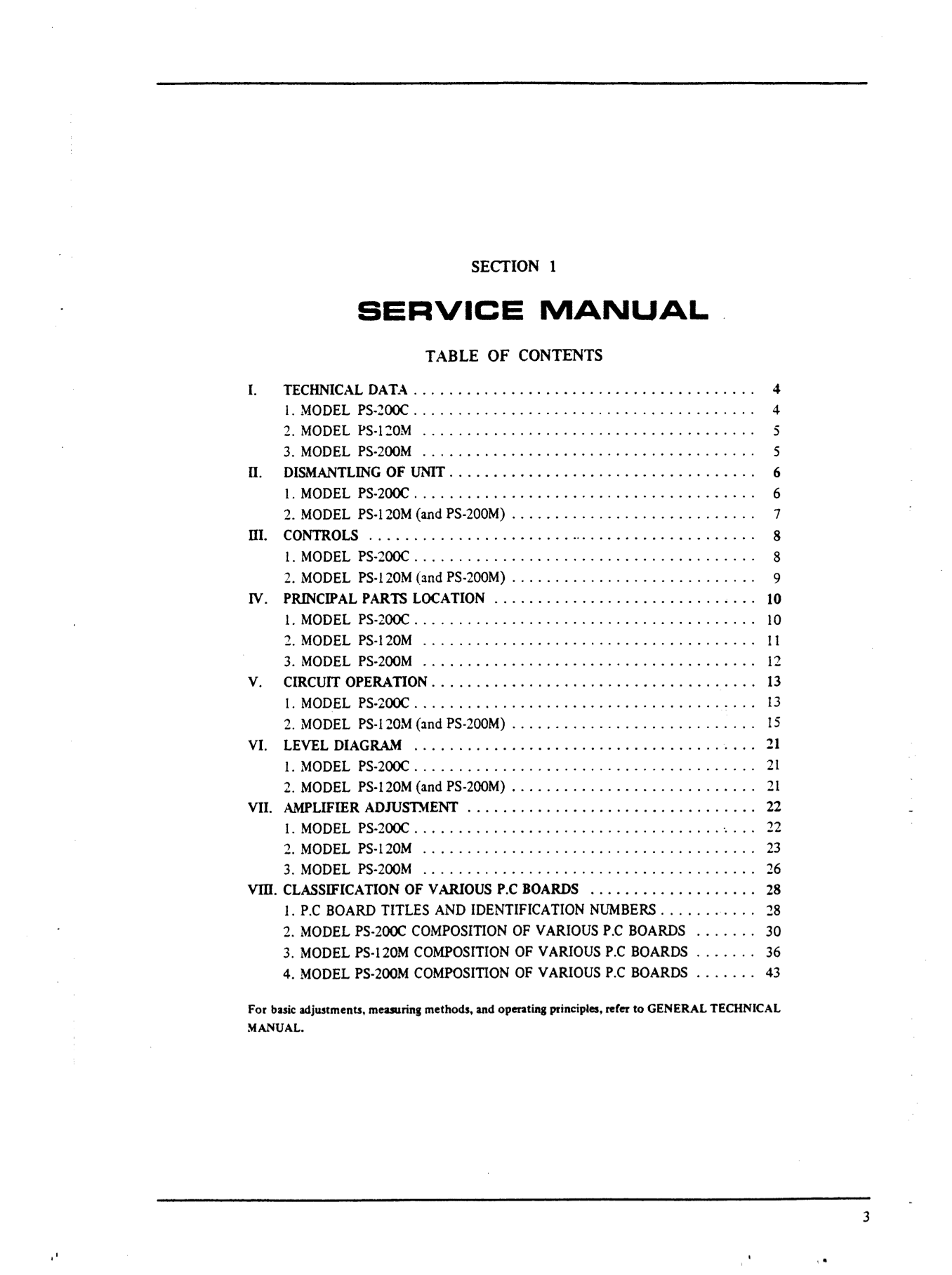Akai PS-120N, PS-200C & PS-200M Stereo Power Amplifier Service Manual (Pages: 88)