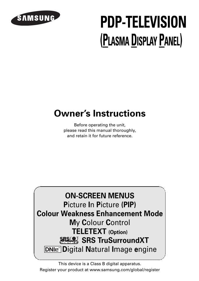 Samsung PS42D7HDOM TV Operating Manual