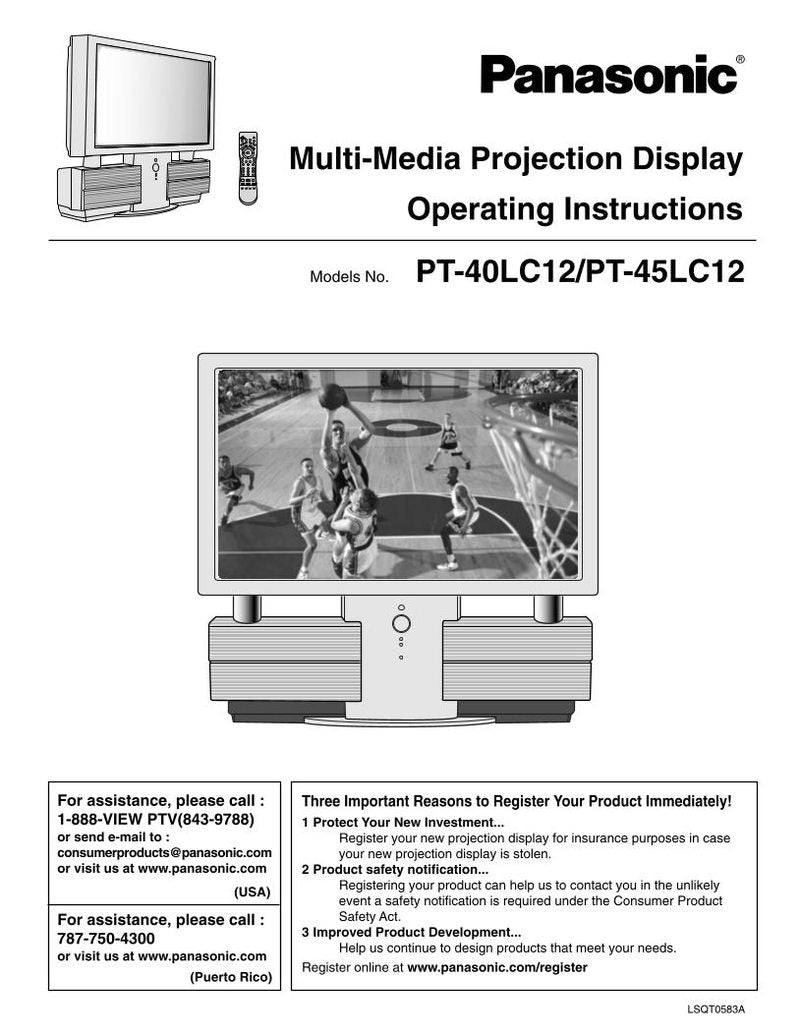 Panasonic PT40LC12 PT45LC12 TV Operating Manual