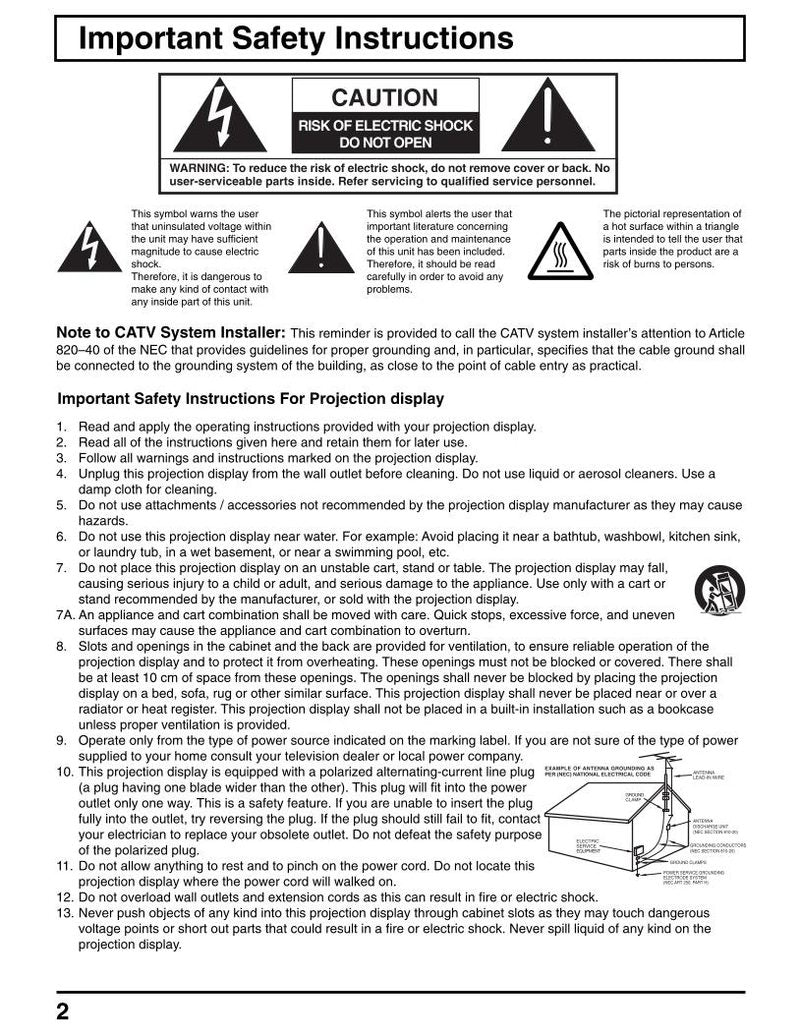 Panasonic PT40LC12 PT45LC12 TV Operating Manual