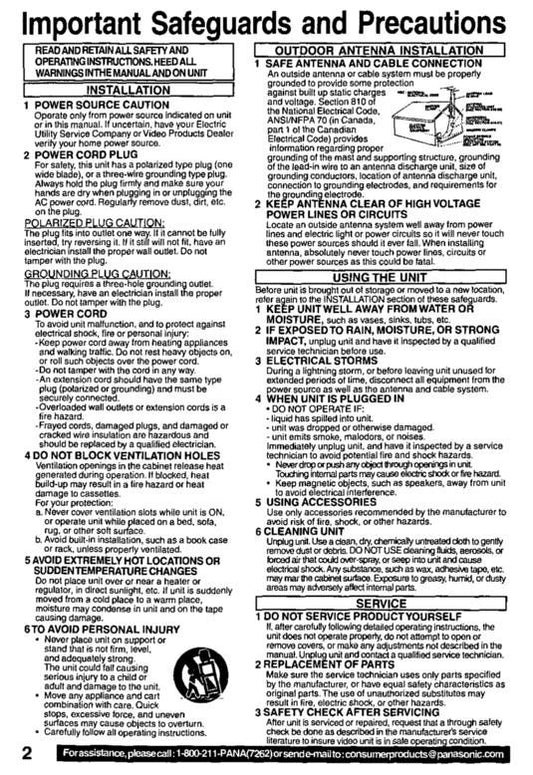 Panasonic PVC1322 PVC1332 PVC1342 TV/VCR Combo Operating Manual