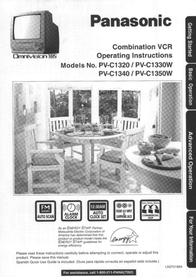 Panasonic PVC1320 PVC1330 PVC1340 Projector Operating Manual