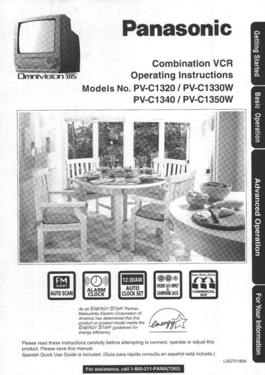 Panasonic PVC1320 PVC1330 PVC1340 Projector Operating Manual