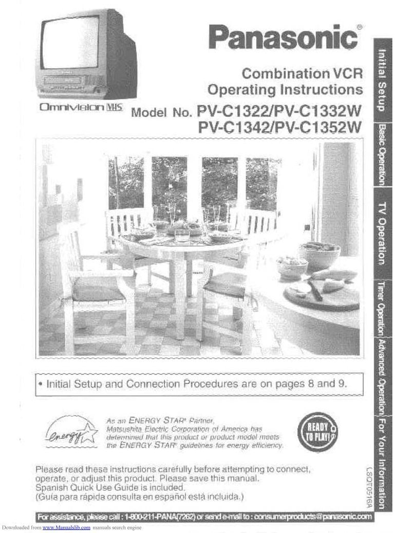 Panasonic PVC1332W TV/VCR Combo Operating Manual