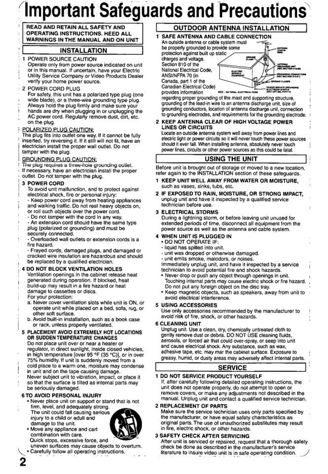 Panasonic PVDF2000 PVDF2700 Audio/Video Receiver Operating Manual