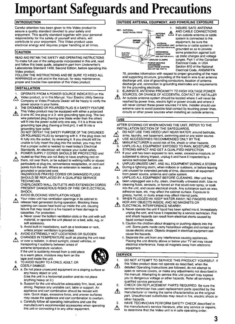 Panasonic PVM2046 TV/VCR Combo Operating Manual