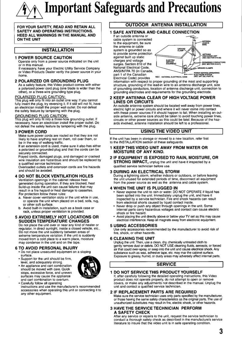 Panasonic PVM2047 TV/VCR Combo Operating Manual