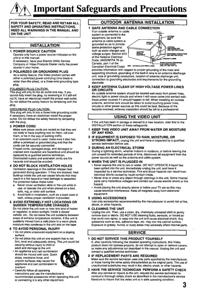 Panasonic PVM2768 TV/VCR Combo Operating Manual