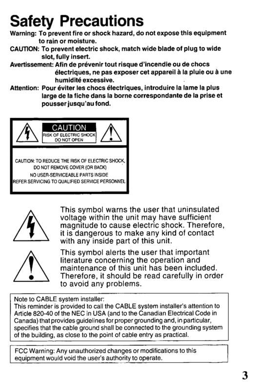 Panasonic PVQV201 TV/VCR Combo Operating Manual