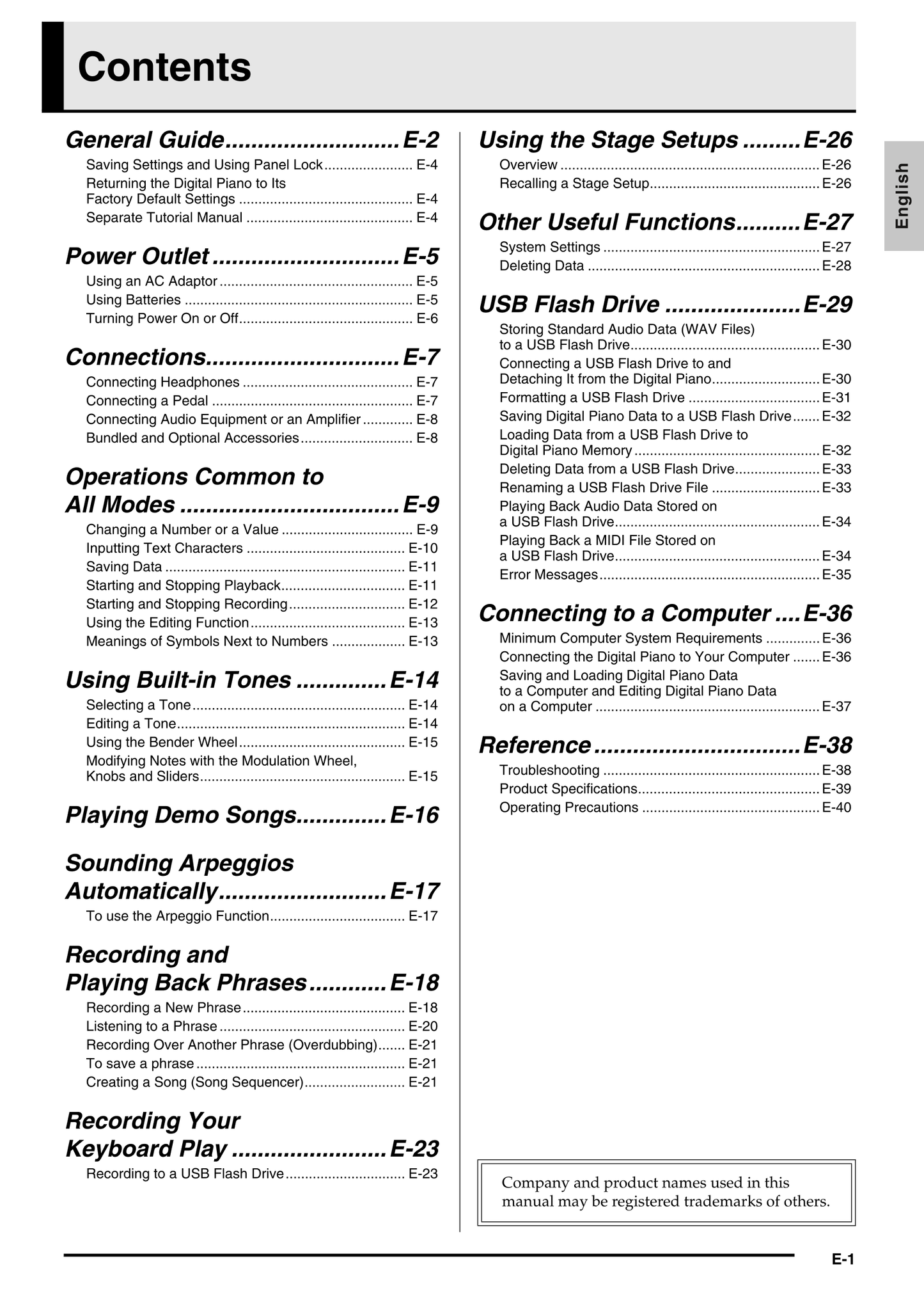 Casio PX-5S Keyboard Piano Owner's/ User Manual (Pages: 44)