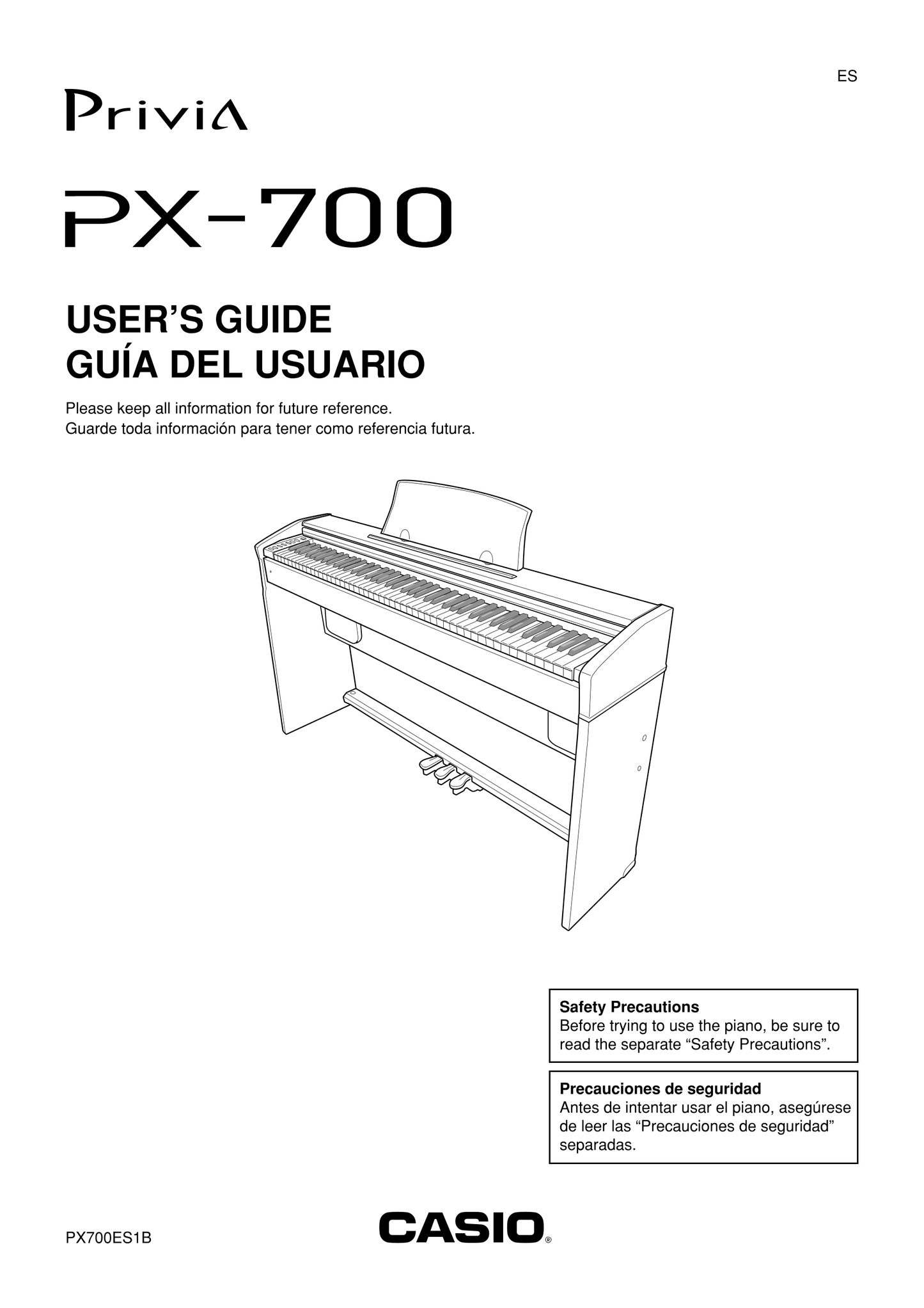 Casio PX-700 Keyboard Piano Owner's/ User Manual (Pages: 26)