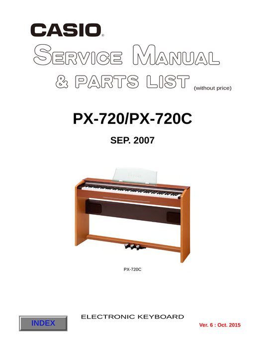 Casio PX-720 & PX-720C Keyboard Piano Service Manual (Pages: 34)