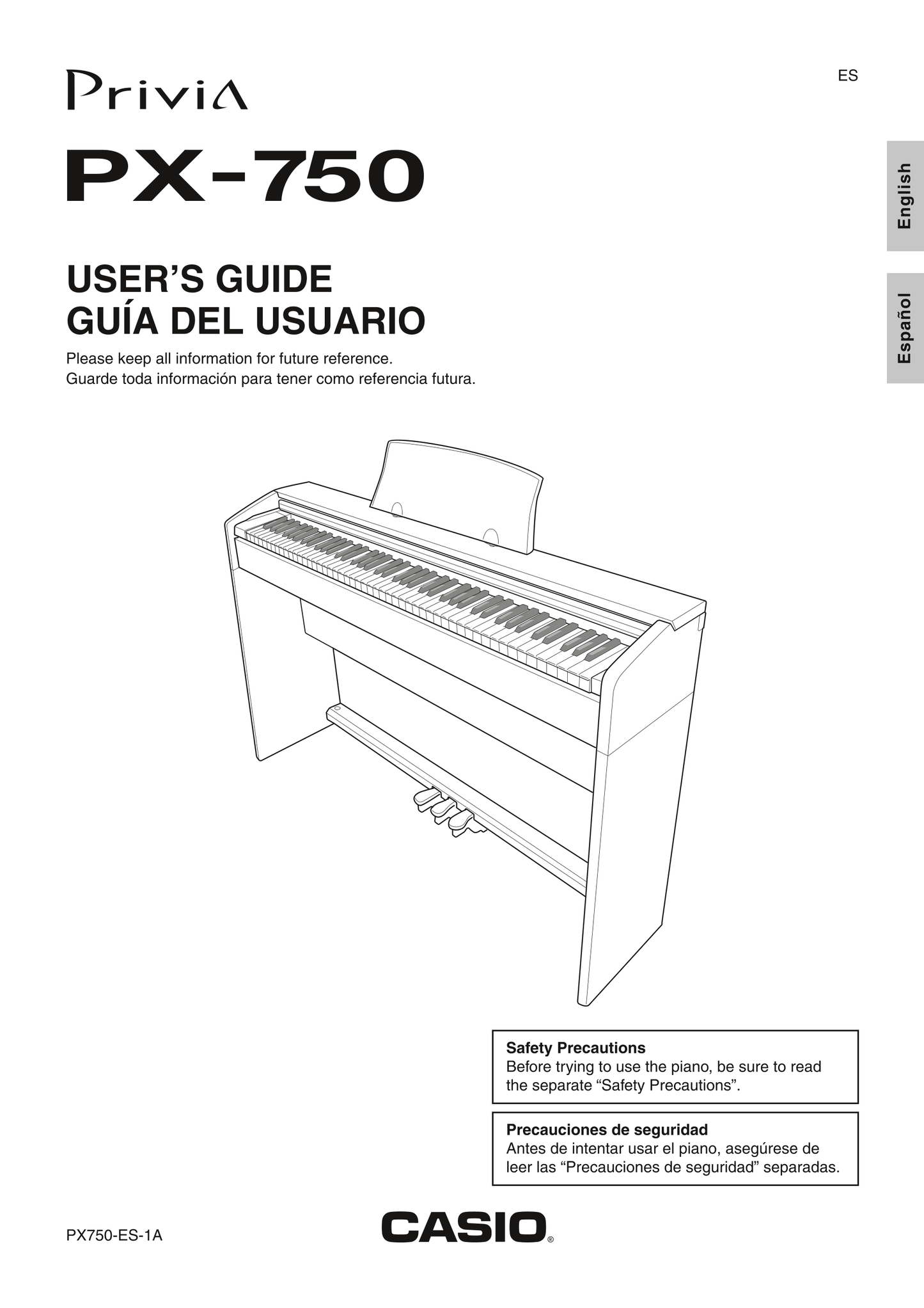 Casio PX-750 Keyboard Piano Owner's/ User Manual (Pages: 42)