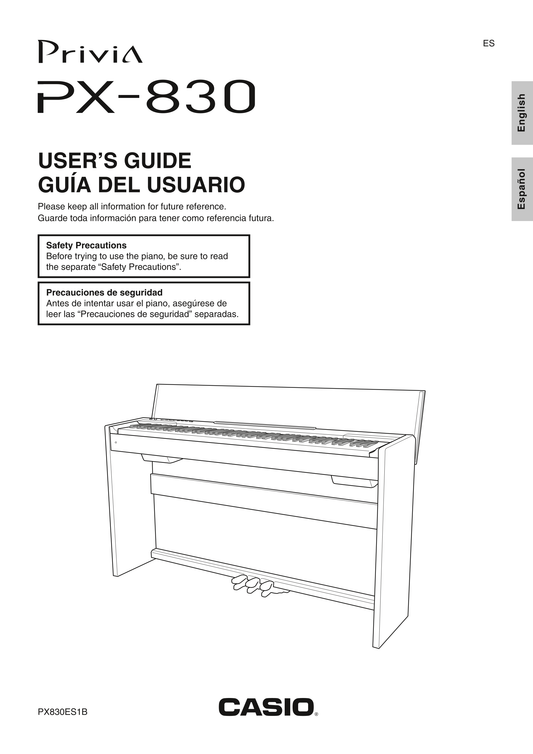 Casio PX-830 Keyboard Piano Owner's/ User Manual (Pages: 47)