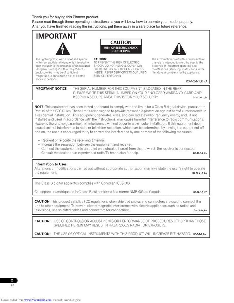 Pioneer BDP09 FD Audio/Video Receiver Operating Manual