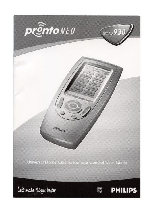 Philips PRONTO/NEOOM Universal Remote Control Operating Manual