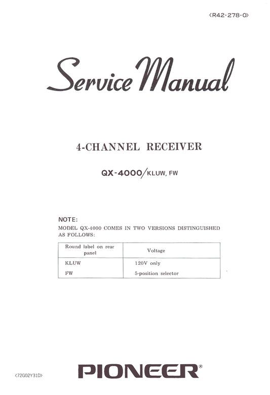 Pioneer QX-4000 Four-Channel Receiver Service Manual (Pages: 58)
