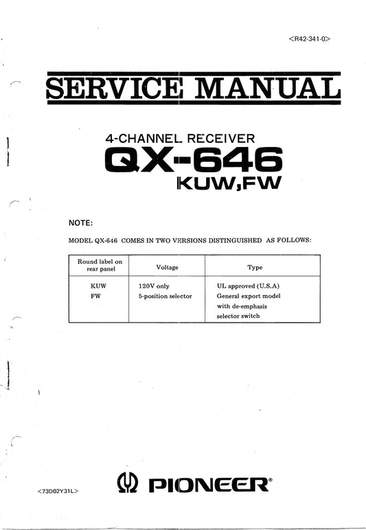 Pioneer QX-646 Four-Channel Receiver Service Manual (Pages: 72)