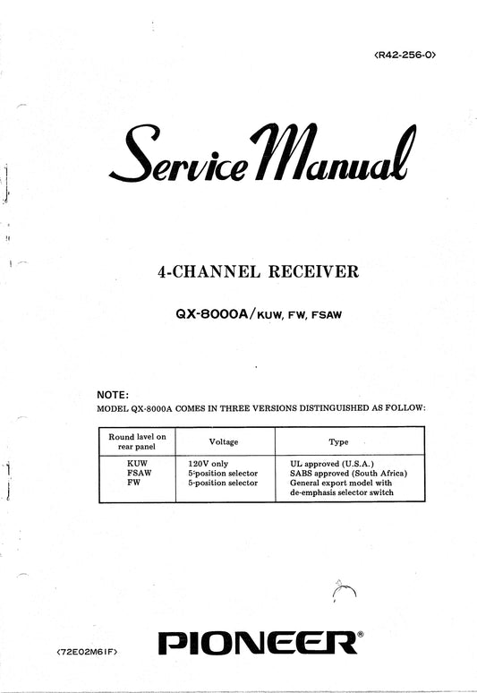 Pioneer QX-8000 A 4-Channel Receiver Service Manual (Pages: 56)