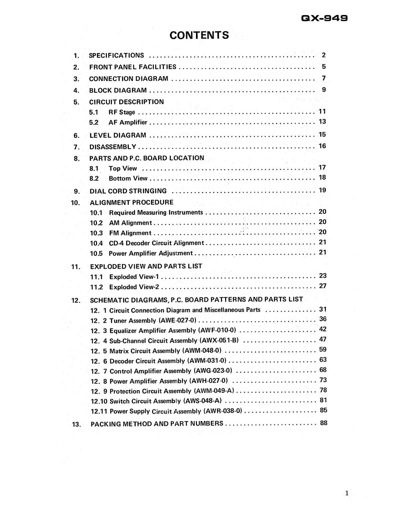 Pioneer QX-949 AM/FM Stereo Receiver Service Manual (Pages: 78)