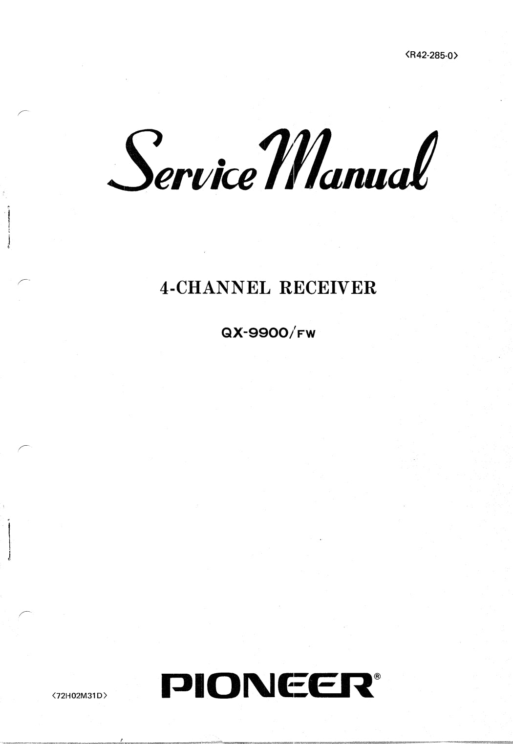 Pioneer QX-9900 Four-Channel Receiver Service Manual (Pages: 92)