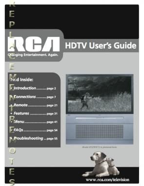 RCA 52WH73YX39 R52WH73 R52WH73YX56 TV Operating Manual