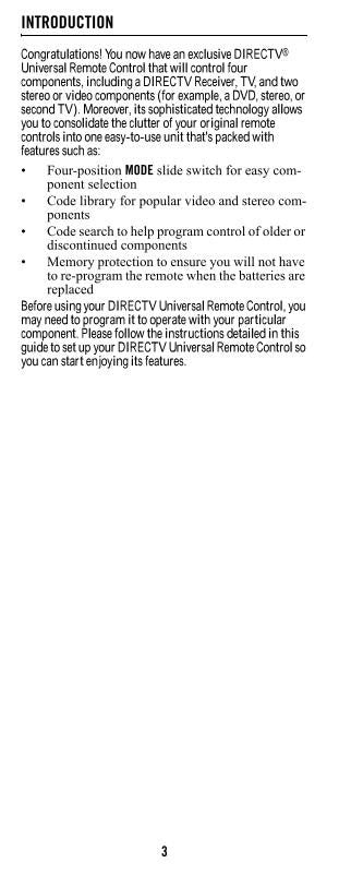 DirecTv RC23 Manual Satellite Receiver Operating