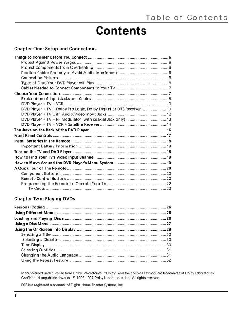 RCA RC6001P DVD Player Operating Manual